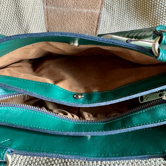 NWT PATRICIA NASH RIENZO SOFT GREEN TOOLED LEATHER SATCHEL HANDBAG - Picture 8 of 10